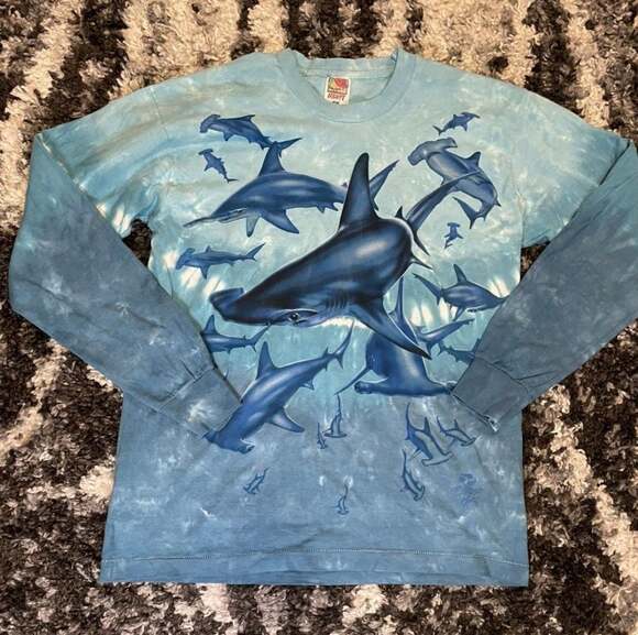 Liquid Blue Other - Vintage 1997 Liquid Blue Hammerhead Shark All Over Print Tie Dye Long Sleeve Shi
